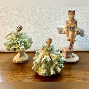 3pc Irish Dresden Figurines